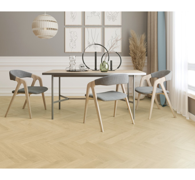 Вінілова підлога Ceramin Nuva Herringbone Glue 65201 Cotton Oak Beige