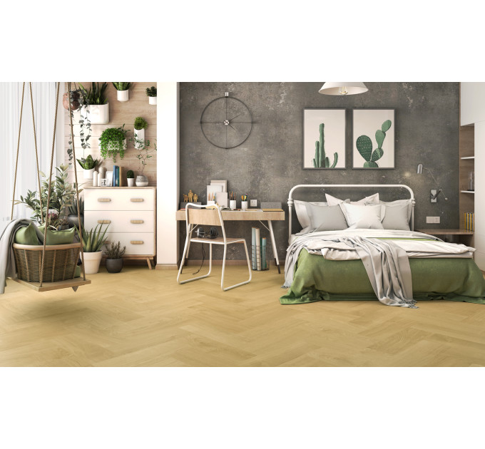 Вінілова підлога Ceramin Nuva Herringbone Glue 65200 Cotton Oak Brown