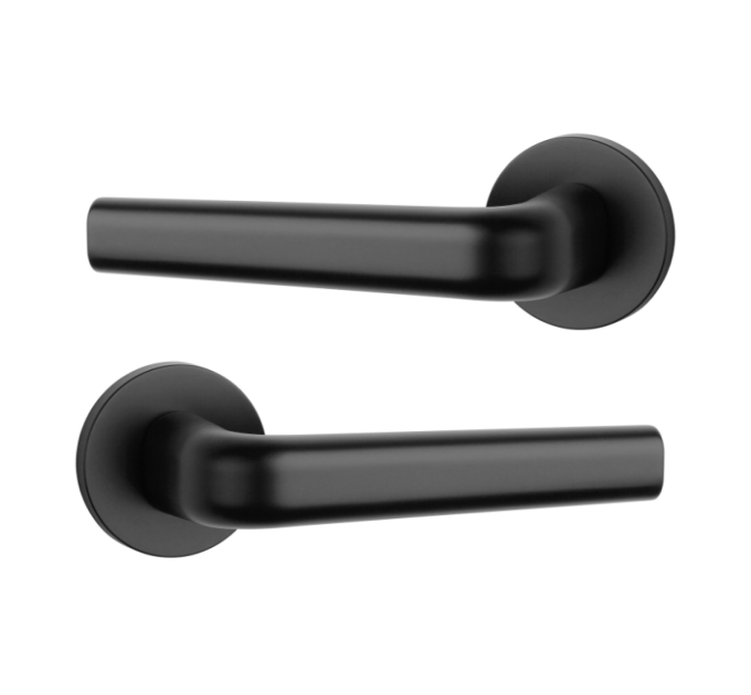 Дверная ручка APRILE Inula R 7S AT черный матовый BLACK (тонкая розетка)