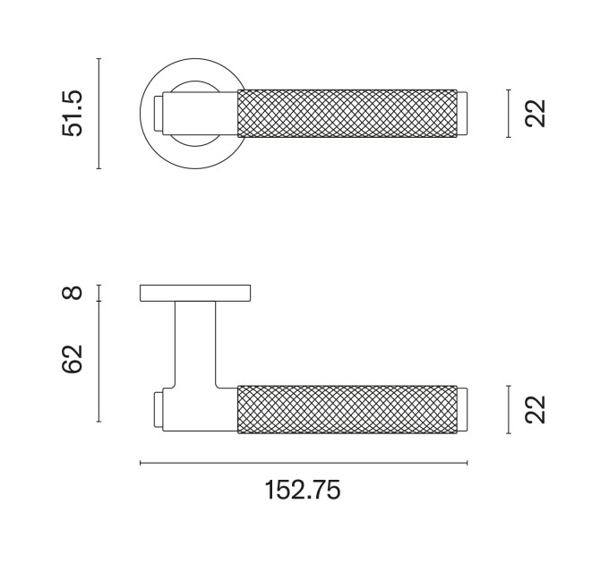 Дверная ручка STERK 1741 R SH медь PN (на розете PRO 8 мм)