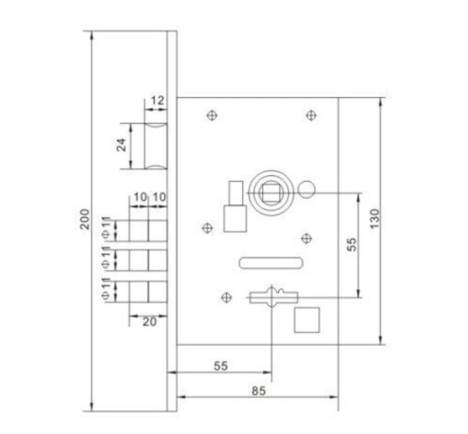 Комплект BRUNO 7055 (ручка на планке+сувальдный замок 969-55+5кл) ант латунь