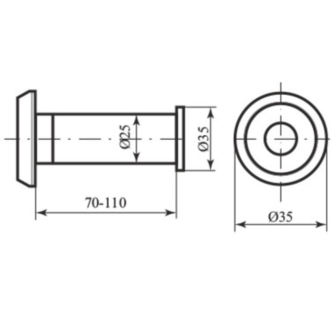 Глазок Protect 70-110 d.25,4 ант. латунь.