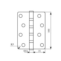 Петля RDA 100*3*2,5 (4 подш, сталь) закр. R5 мат никель