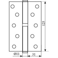 Петля 125*2,5 (1 подшип, сталь) мат.никель правая Fuxia