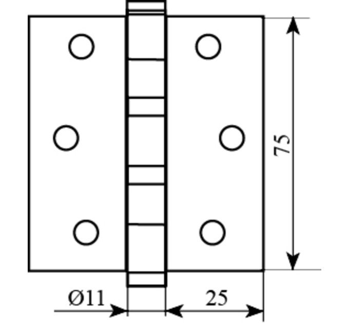 Петля 75*2,5 (2 подшип, сталь) мат.хром Fuxia