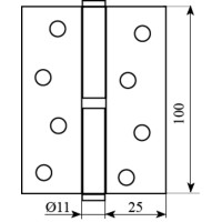 Петля 100*2,5*2,5 (1 подшип, сталь) мат.никель левая Fuxia