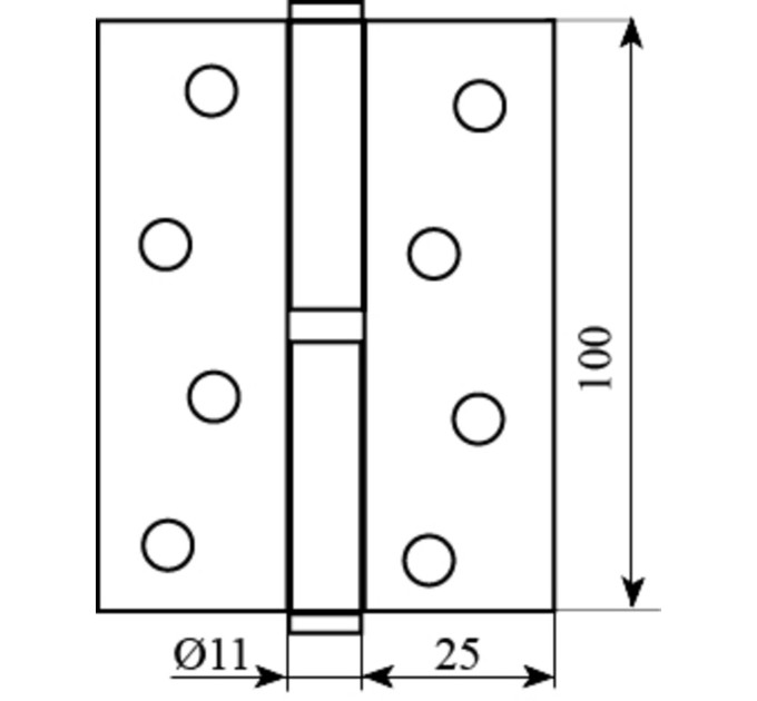 Петля 100*2,5*2,5 (1 подшип, сталь) мат.никель левая Fuxia