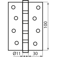 Петля 100*2,5 (4 подш, сталь) ант. латунь BRUNO