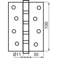 Петля 100*2,5 (4 подш, сталь) латунь BRUNO