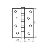 Петля 100*3 (4 подш, латунь) мат.хром Firenze