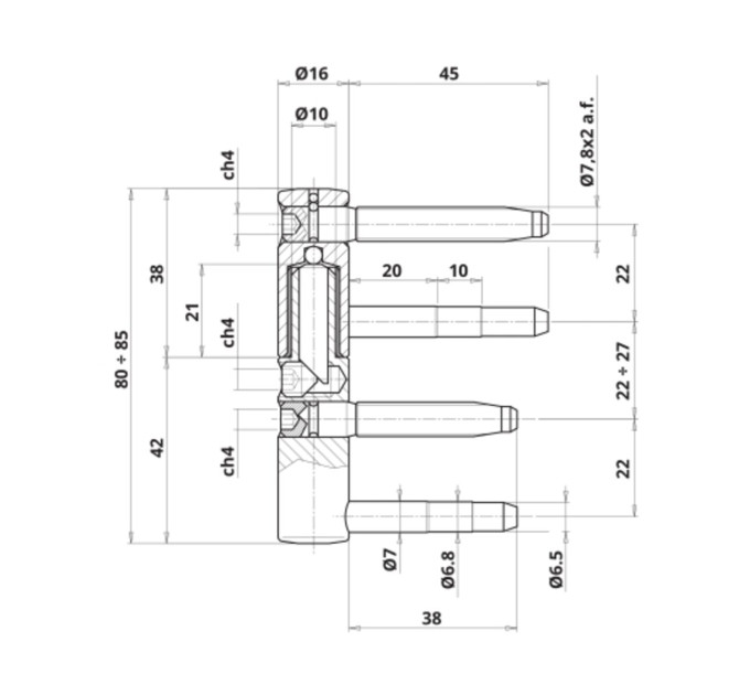 Петля Otlav CF495160H117-CG495160H102 біхромат (штир в короб 38ммі)