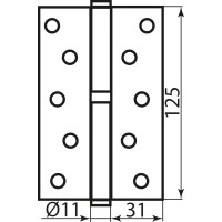 Петля RDA 125*3*2,5 (1 подш, сталь) пол.латунь левая