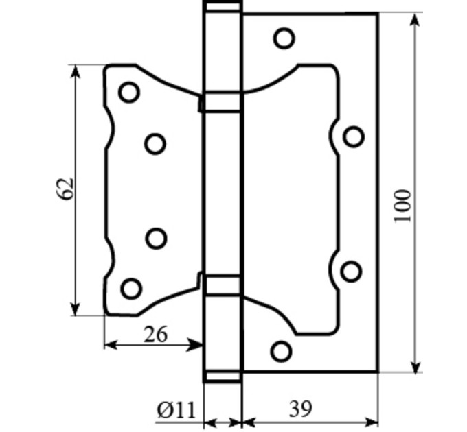 Завiса RDA 100 * 2,5 (2подш, сталь) Eurocento мат AB