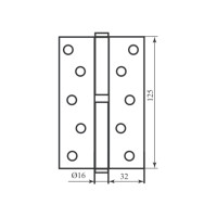 Петля 125*4 (1 подш, латунь) регулируемая мат хром левая Firenze