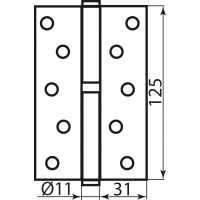 Петля RDA 125*3*2,5 (1 подш, сталь) пол.латунь правая