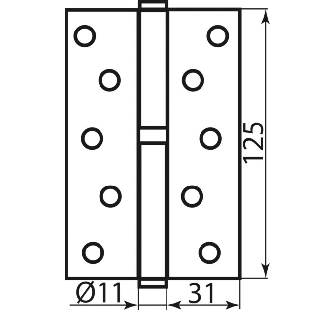 Петля RDA 125*3*2,5 (1 подш, сталь) пол.латунь правая