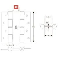 Петля барная 87AB155-40 античная латунь 155мм