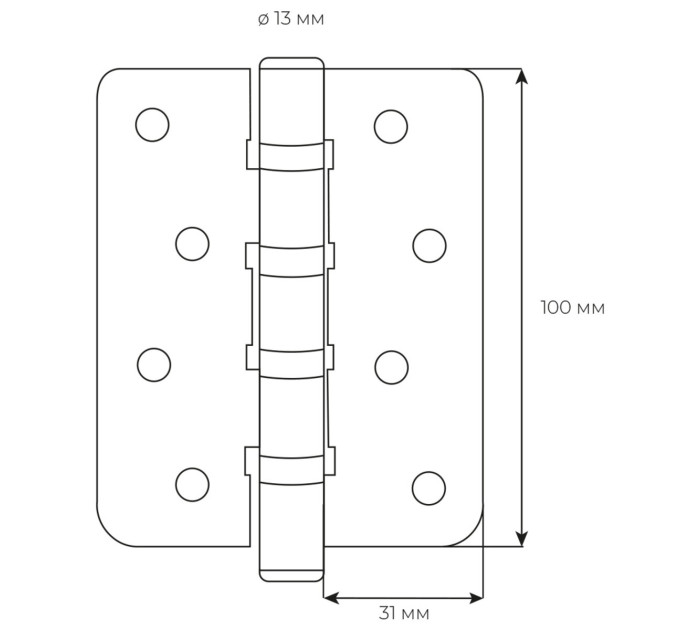 Петля RDA 100*3*3 (4 подш, нерж сталь) закр. R7 мат хром