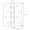 Петля RDA 100*3*3 (4 подш, нерж сталь) закр. R7 мат хром