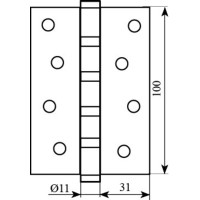 Петля 100*2,5 (4 подшип, сталь) ант.латунь Fuxia
