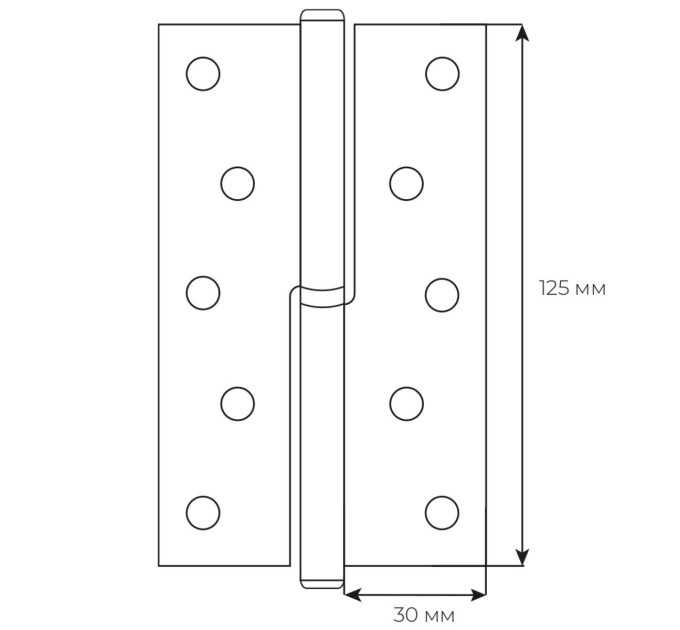 Петля RDA 125*3*2,5 (1 подш, сталь) хром левая