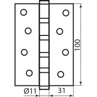 Петля 100*2,5 (4 подшип, сталь) мат никель Fuxia