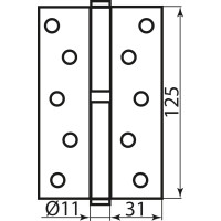 Петля RDA 125*3*2,5 (1 подш, сталь) мат.никель права