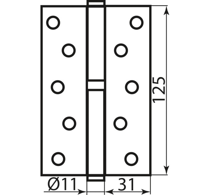 Петля RDA 125*3*2,5 (1 подш, сталь) мат.никель права