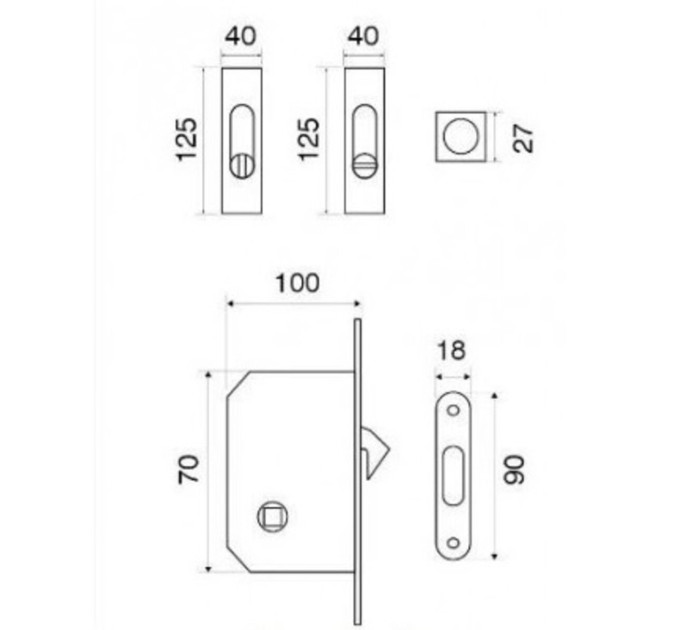 Ручка на розсув. двері Fimet 3663AR F05+LOCK+MQ мат хром (комплект)