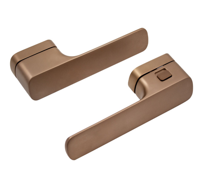 Дверная ручка на розетке M&T Minimal2.0 147858 Left TIN-B титан/коричневый матовый, в комплекте с WC