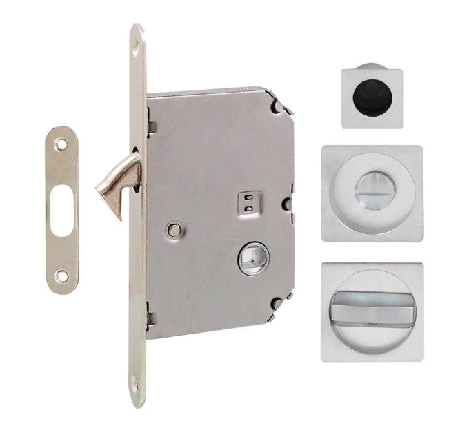 Ручка на раздв. дверь Fimet 3667R F05+LOCK+MQ мат хром (комплект wc)
