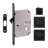 Ручка на раздв. дверь Fimet 3667R +LOCK+MQ мат черный (комплект wc)