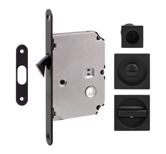 Ручка на раздв. дверь Fimet 3667R +LOCK+MQ мат черный (комплект wc)