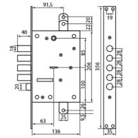 Mottura Art. 52771DM2854 MATIC Замок 4-риг из засов, под тяги