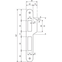 AGB Art. B010002134 Ответная планка к замку мат хром с равн отб 13мм