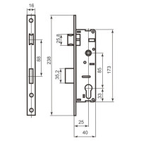 Корпус узкопрофильного замка BRUNO 153 16-25 мц85 хром