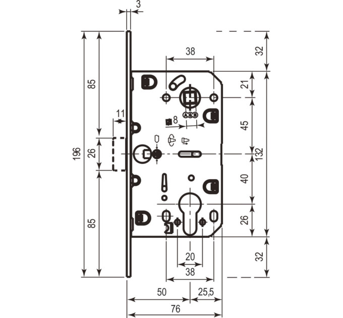 AGB Art. B011035091 Механизм Mediana Evolution под цилиндр белый 85мм