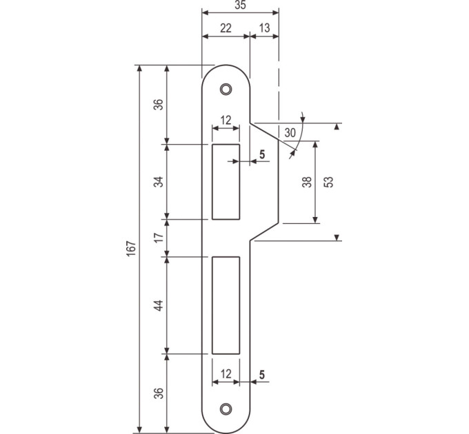 AGB Art. B010002122 Ответная планка к замку ант бронза с ровн отб 13мм