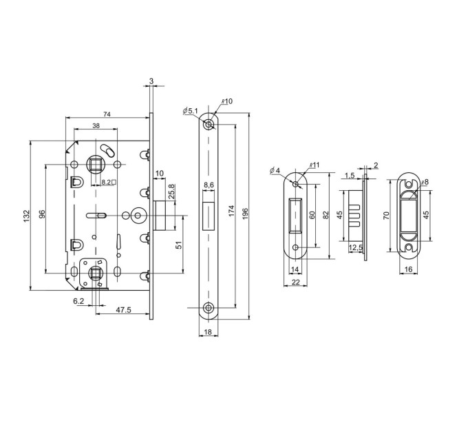 Comit 81698 Механизм магнитный уже сумм. белый мц 96мм.+ Ответная планка