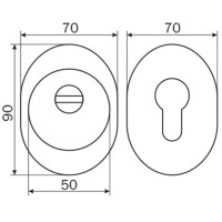 Комплект броненакладки Protect 14mm c кольцом овальная CP хром (прошивная)