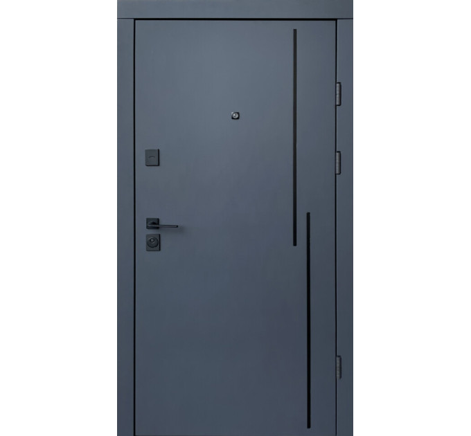 Дверь входная Qdoors Кросс-АК антрацит/белая шагрень