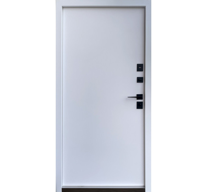 Дверь входная Qdoors Лайт антрацит песок/ гладкая белая шагрень