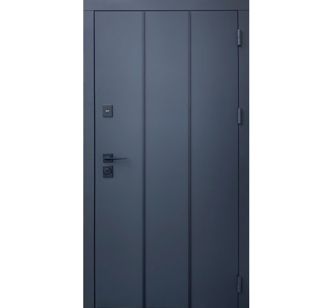 Дверь входная Qdoors Лайт антрацит песок/ гладкая белая шагрень