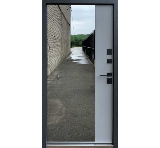 Дверь входная Qdoors Лаунж-АК оксид темный/серый шифер