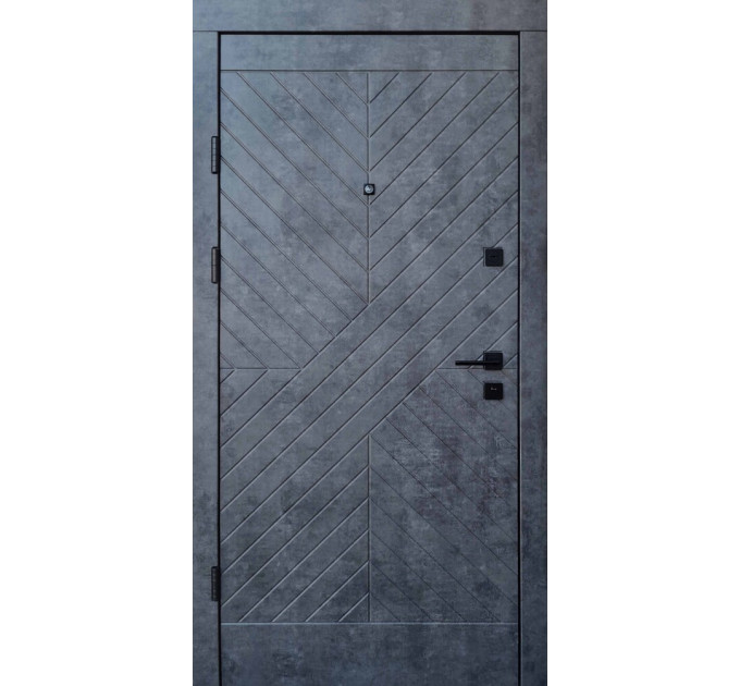 Дверь входная Qdoors Некст мрамор темный/ бетон бежевый