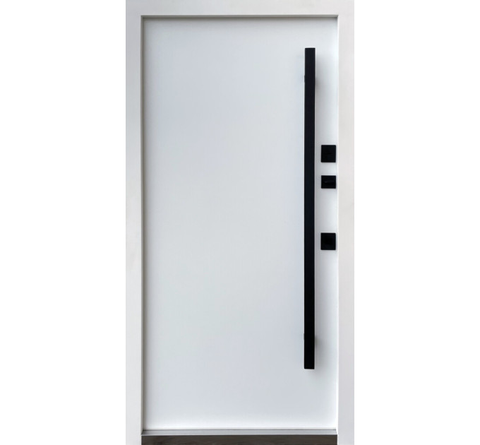 Дверь входная Qdoors Спейс 3К ручка DMD антрацит песок/ гладкая белая шагрень