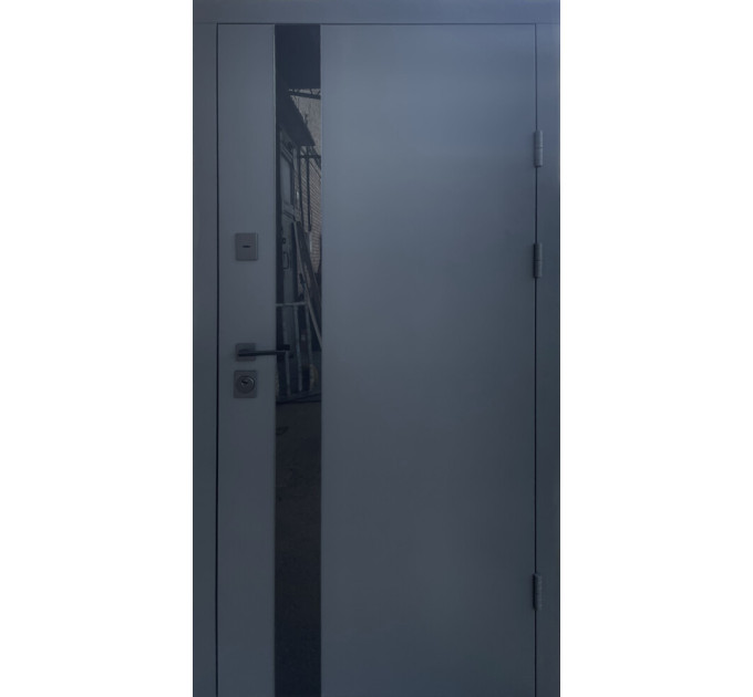 Дверь входная Qdoors Elegant антрацит песок/ гладкая белая шагрень