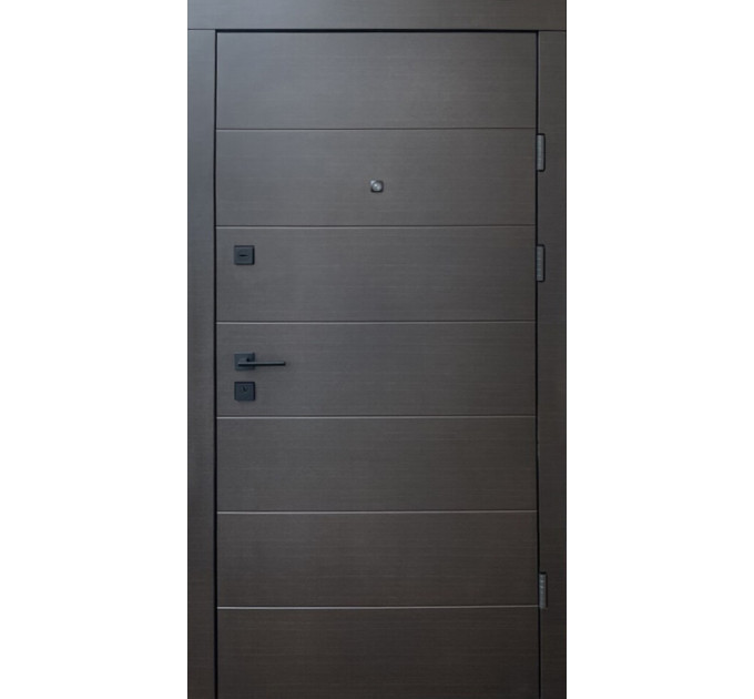 Дверь входная Qdoors Горизонталь new венге темный гор./ белая шагрень
