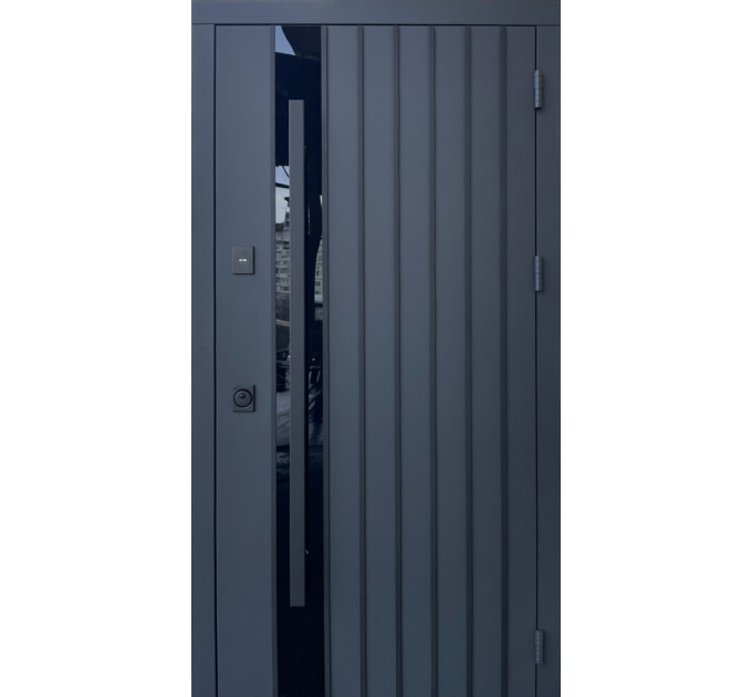 Дверь входная Qdoors Арт 3К ручка DMD антрацит песок/ гладкая белая шагрень