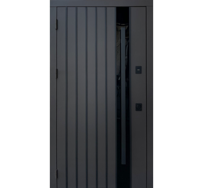 Дверь входная Qdoors Арт 8019-3К ручка DMD ral8019/дуб темный